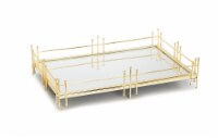 Oblong Mirror Tray with Gold Symmetrical Design