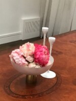 White Glass Bowl on Gold Stem
