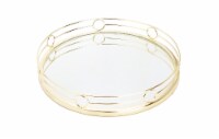Round Mirror Tray Gold Design - 15.5 D