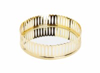 Round Mirror Tray Gold Design - 13.75 D