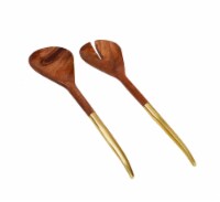 S/2 Wooden Salad Servers With Gold Handle