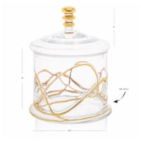 Glass Jar and Lid with 14k Gold Swirl Design