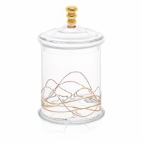 Glass Jar and Lid with 14k Gold Swirl Design