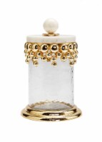 Medium Hammered Glass Canisters with Gold Design and Marble Lid