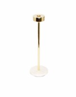 Gold Taper Candle Holder on Marble Base - 14 H