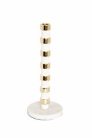 White and Gold Taper Candle Holder on Marble Base - 12 H