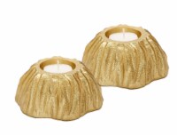 Set of 2 Gold Textured Tea Light Holders