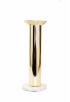 Gold Taper Candle Holder on Marble Base - 12.5 H