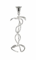 Nickel Candlestick With Leaf Design - 12.5 H