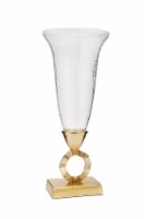 7.5 D Hammered Glass Vase with Gold Brass Loop Stem