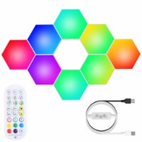 8Pcs Hexagon Light Panels RGBW Colorful Splicing Wall Lamps App Remote Line Control Timing