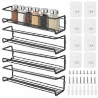 4Pcs Wall Mount Spice Racks Seasoning Herb Jar Holder Organizer Kitchen Pantry Door Storage