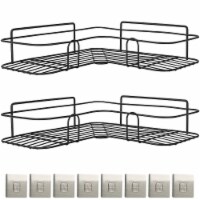 2Pcs Corner Shower Caddy Shelves Wall Mounted Basket Rack Bathroom Shampoo Holder Storage