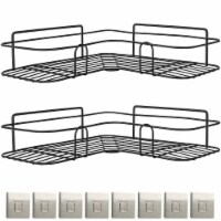 2Pcs Corner Shower Caddy Shelves Wall Mounted Basket Rack Bathroom