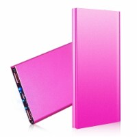 20000mAh Power Bank Ultra-thin External Battery Pack Phone Charger HotPink