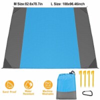 108x96.46in Sand Proof Picnic Blanket Water Resistant Foldable Camping Beach Mat Blue M