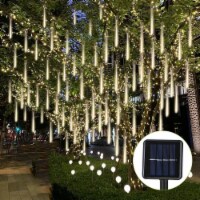 Solar Powered Meteor Shower String Lights 9.84FT Falling Raindrop Tube Lamp Water Resistant