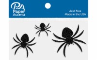 Glitter Shape 10pc Spiders Black