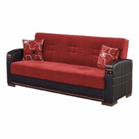 Beyan Signature Indiana 89  Chenille Convertible Sleeper Sofa in Red/Brown