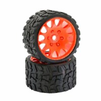 Power Hobby PHBPHT1141SORANGE Raptor Belted Monster Truck Tires & Wheels with 17 mm Hex, Oran