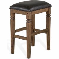 Sunny Designs Doe Valley 30  Wood Backless Stool with Cushion Seat in Brown