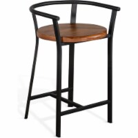 Sunny Designs Metroflex 24  Mid-Century Sturdy Metal Barstool in Rustic Oak