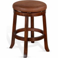 Sunny Designs Santa Fe 24  Mahogany Wood Backless Swivel Stool in Dark Chocolate