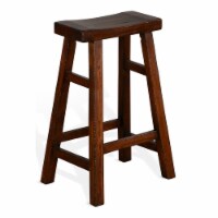 Sunny Designs 30  Saddle Seat Transitional Mahogany Wood Stool in Medium Brown