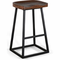 Sunny Designs 30  Mid-Century Wood & Metal Saddle Barstool in Mahogany