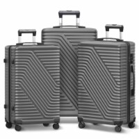 Luggage Sets 3 Pcs Spinner Suitcase With TSA Lock Lightweight 20”24”28”, Gray