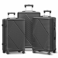 Luggage Sets 3 Pcs Spinner Suitcase With TSA Lock Lightweight 20”24”28”, Black