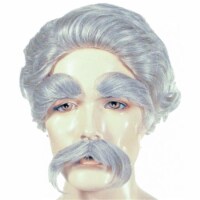 Lacey Wigs  Mark Twain Wig Mustache Eyebrow Set&#44; Dark Brown Grey 51