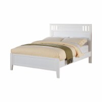 Fantastic Full Bed Wooden Finish , White- Saltoro Sherpi