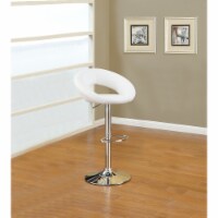 Metal Base Bar Stool With Faux Leather Seat White & Silver Set of 2- Saltoro Sherpi