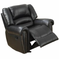 Immense Relief Bonded Leather & Plywood Recliner Glider, Black- Saltoro Sherpi