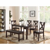Rubber Wood 6 Pieces Dining Set In Espresso Brown- Saltoro Sherpi