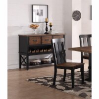 Dual Tone Rubber Wood Server With Spacious Storages Black and Brown- Saltoro Sherpi