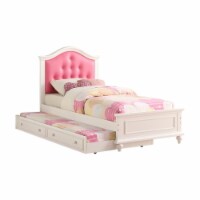 Cherub Twin Size Bed With Trundle In Pink And White- Saltoro Sherpi