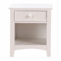 Wooden Night Stand With Bottom Open Shelf, White- Saltoro Sherpi