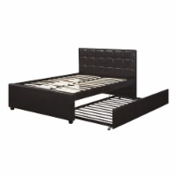 Entralling Twin Bed With Trundle Squ Tufted Head Boards Espresso,Brown- Saltoro Sherpi