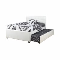 Multi utility Twin Bed With Trundle Squ Tufted Head Boards White- Saltoro Sherpi