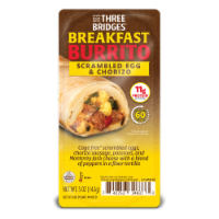 Three Bridges Scrambled Egg & Chorizo Breakfast Burrito Perspective: Main