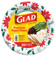 Glad® Holiday Poinsettias Premium Paper Plates Perspective: Main