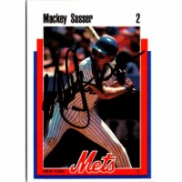Autograph Warehouse 702903 Mackey Sasser Signed New York Mets 1989 Kahns No.2 Baseball Card