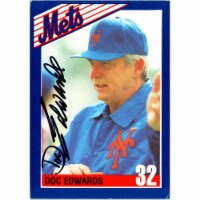 Autograph Warehouse 702891 Doc Edwards Signed New York Mets 1990 Kahns No.32 Baseball Card