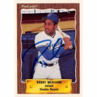 Autograph Warehouse 676524 Bobby Meacham Autographed Omaha Royals 1989 CMC No.72 Baseball Car