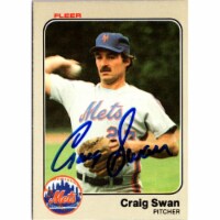 Autograph Warehouse 702656 Craig Swan Signed New York Mets 1983 Fleer No.557 Baseball Card