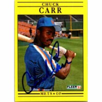 Autograph Warehouse 724950 Chuck Carr Autographed New York Mets 1991 Fleer No.141 Baseball Ca