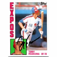 Autograph Warehouse 725463 Terry Francona Autographed Montreal Expos 1984 Topps No.496 Baseba