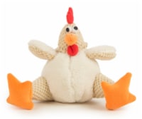 goDog Fat Rooster Checkers Squeaky Plush Dog Toy, Chew Guard Technology, White, Large